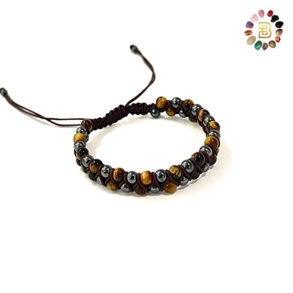 Tiger Eye with Hematite Double Men Bracelet (4mm)