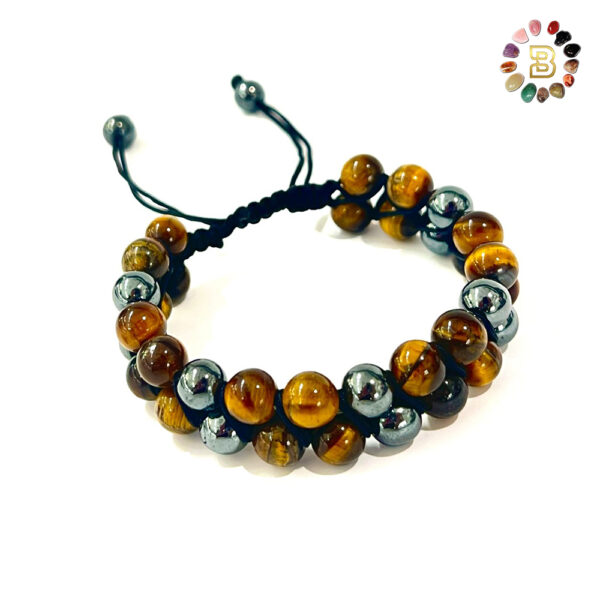 Tiger Eye with Hematite Double Men Bracelet (8mm)