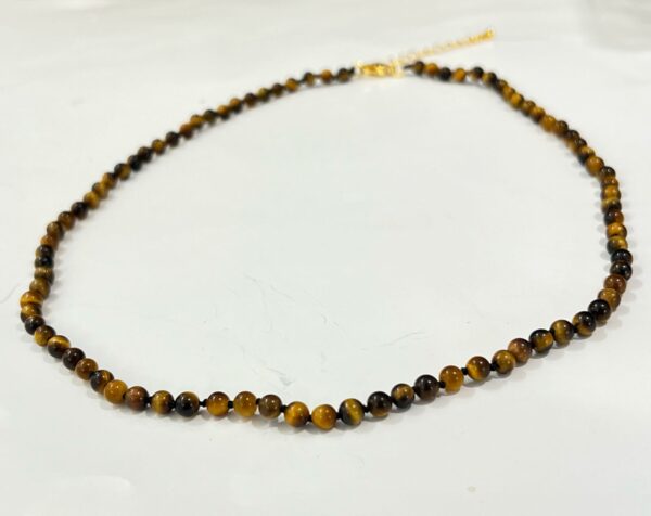 Tiger Eye 4mm Necklace with Knots in Between (47Cm)