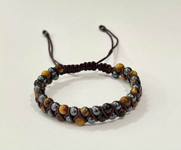 Tiger Eye with Hematite Double Men Bracelet (4mm)