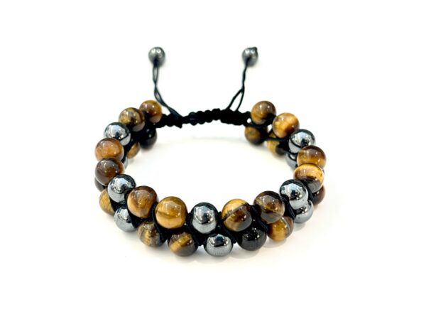 Tiger Eye with Hematite Double Men Bracelet (8mm)