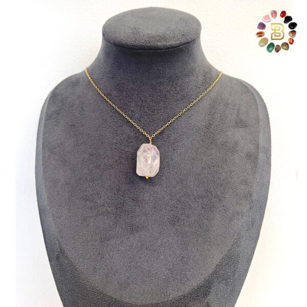 Tumbled  Stone Rose Quartz Stainless Steel Necklace