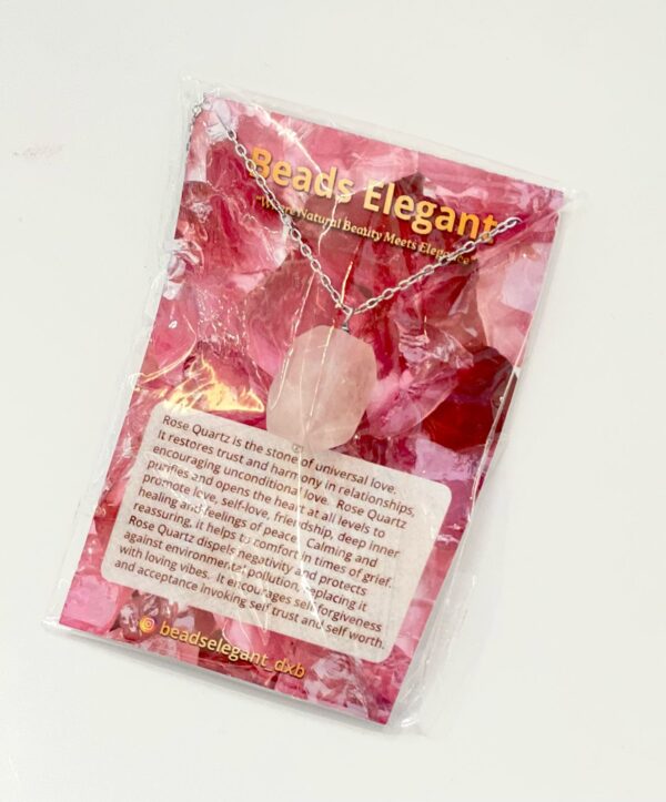 Tumbled  Stone Rose Quartz Stainless Steel Necklace