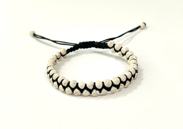 White Lava Stone Double Men Bracelet 4mm