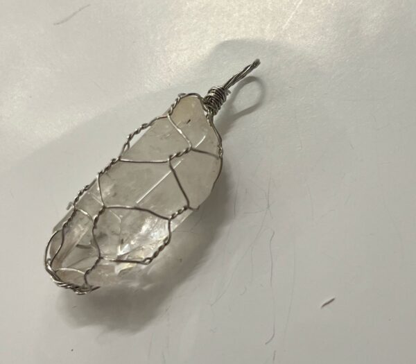 Clear Quartz Pendant Wrap with a Metal Wire
