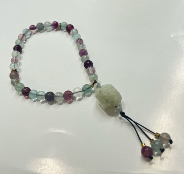 Fluorite Tasbih with Prehnite Tumbled Stone 8mm