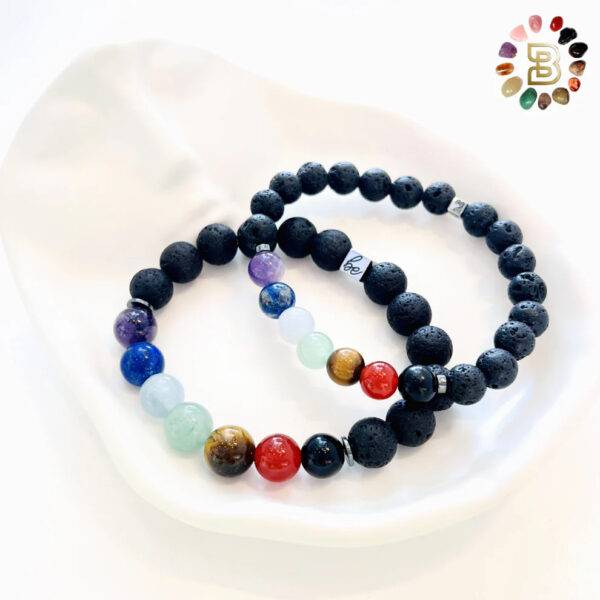 Seven Chakra Stones Bracelets With Lava