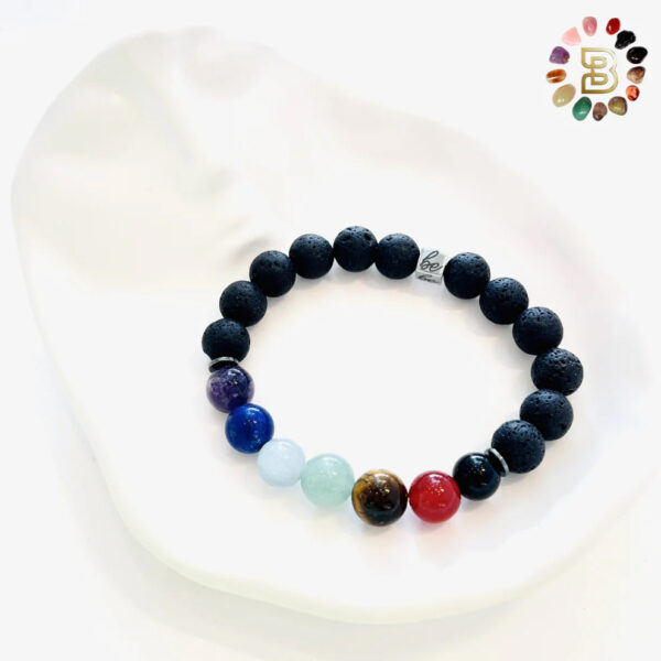 Seven Chakra Stones Bracelets With Lava - Image 3