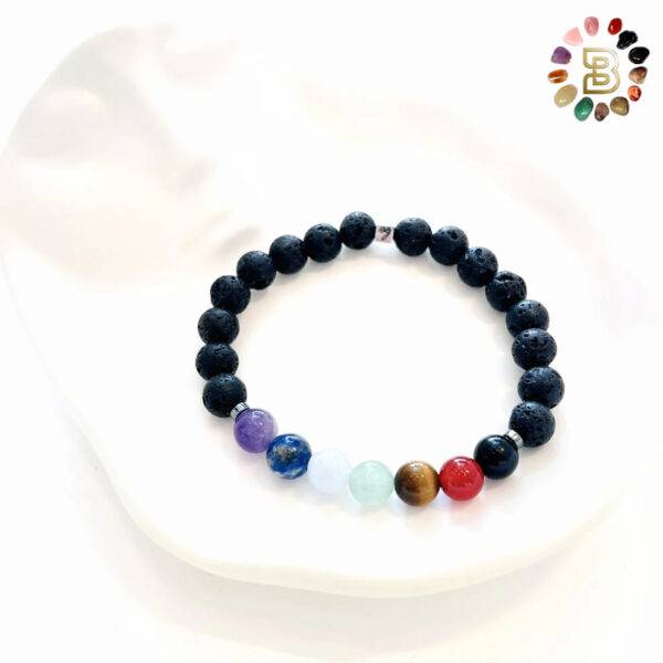 Seven Chakra Stones Bracelets With Lava